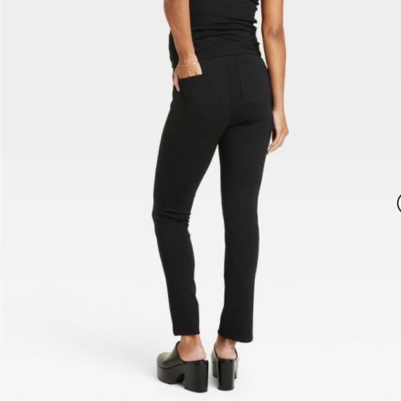 New Isabel Maternity Over Belly Split Front Ponte Maternity Pants Black NWOT - Picture 2 of 10